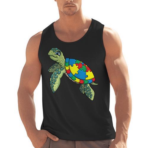 Turtle Puzzle Pieces For Autism Awareness Kids Women Teacher Men Tank Top - teacherstshirts.com DE