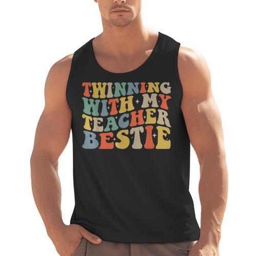 Twin Day Friends Teacher Twinning With My Bestie Matching Men Tank Top - teacherstshirts.com UK