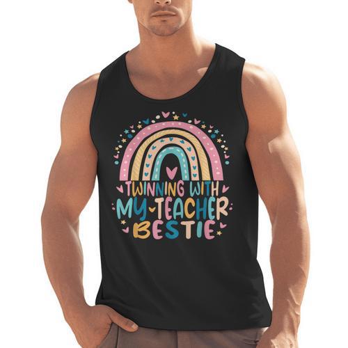 Twinning With My Teacher Bestie Rainbow Matching Teachers Men Tank Top - teacherstshirts.com CA