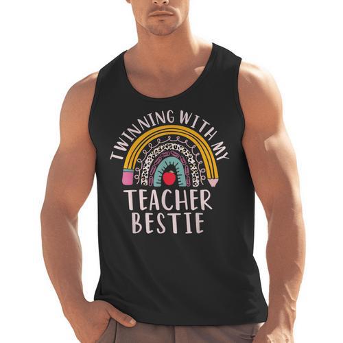Twinning With My Teacher Bestie Spirit Week Girls Day Kids Men Tank Top - teacherstshirts.com AU