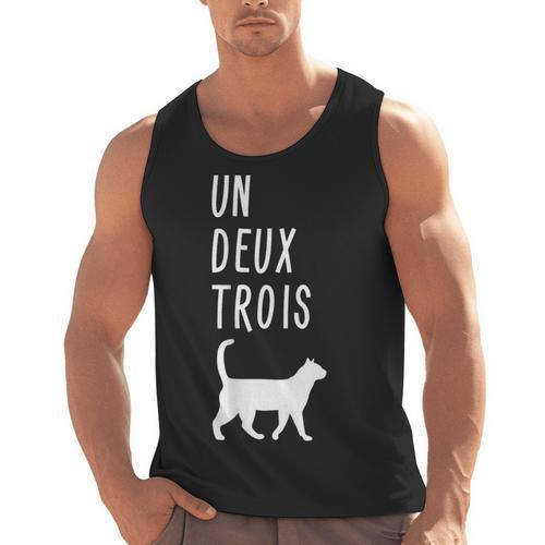 Un Deux Trois Cat Shirt French Teacher Men Tank Top - teacherstshirts.com UK