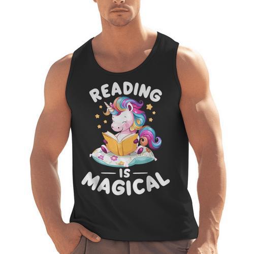 Unicorn Teacher Reading Is Magical Book Men Tank Top - teacherstshirts.com CA