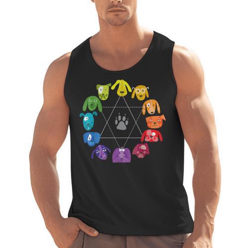 Unique For Artists By ADS Color Wheel Educational Art Teacher Dog Themed Artist Small Men Tank Top - teacherstshirts.com UK