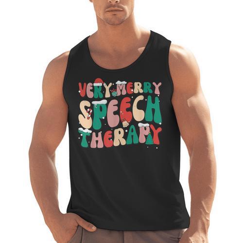 Verry Merry Speech Language Pathologist Teacher Christmas Men Tank Top - teacherstshirts.com CA