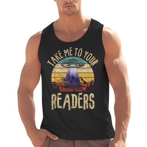 Vintage Take Me To Your Readers English Teacher Alien Space Men Women Men Tank Top - teacherstshirts.com AU