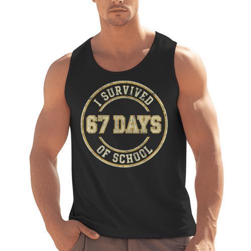 Vintage I Survived 67 Days Of School Teachers Students Men Tank Top - teacherstshirts.com AU