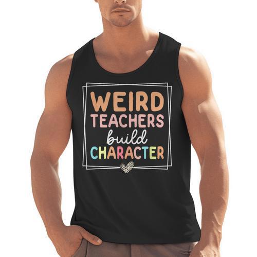 Weird Teachers Build Character Leopard Retro Teacher Men Tank Top - teacherstshirts.com CA