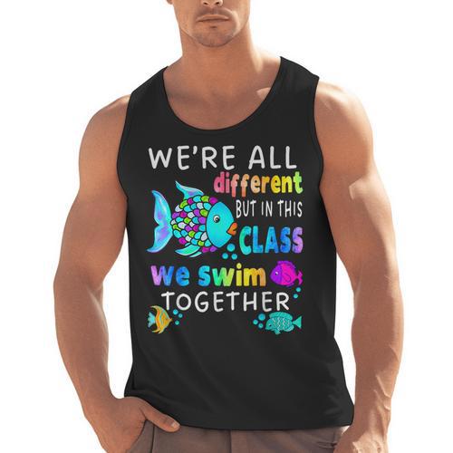 We'Re All Different But We Swim Together Elementary Teacher Men Tank Top - teacherstshirts.com AU