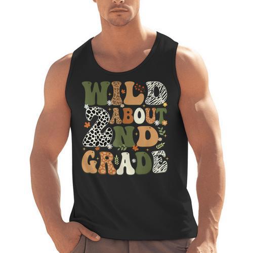 Wild About 2nd Grade Teacher Student First Day Of School Men Tank Top - teacherstshirts.com