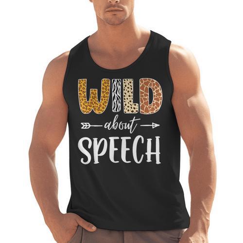Wild About Speech SLP Leopard Teacher Back To School Kids Men Tank Top - teacherstshirts.com DE