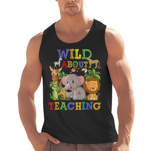 Wild About Teaching Safari Jungle School Teacher Men Tank Top - teacherstshirts.com AU
