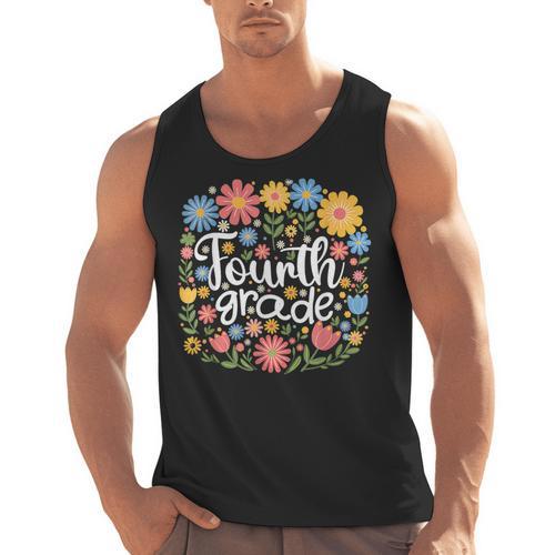 Wildflower 4th Fourth Grade Floral Back To School Teacher Men Tank Top - teacherstshirts.com AU