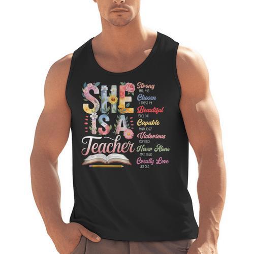 Women Bible Verse Christian Teacher God Says Back To School Men Tank Top - teacherstshirts.com UK