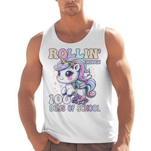 100 Days Of School Girls Teacher 100th Day Unicorn Outfit Men Tank Top - teacherstshirts.com DE