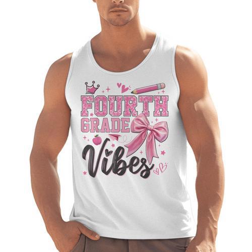 4th Fourth Grade Vibes Back To School Coquette Teacher Girl Men Tank Top - teacherstshirts.com AU