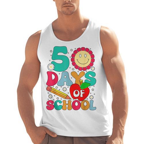 50 Days Of School Teacher Happy 50th Day Of School Kids Men Tank Top - teacherstshirts.com AU