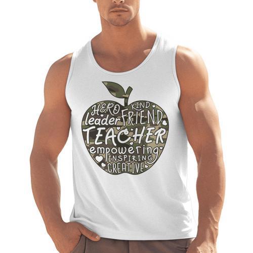 Apple Camoflauge Clothing Camo Student Teacher Cute School Men Tank Top - teacherstshirts.com CA