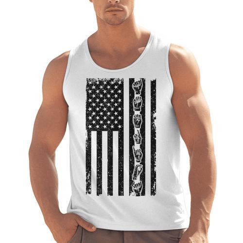 ASL Flag Sign Language Deaf ASL Teacher For Men Women Men Tank Top - teacherstshirts.com UK