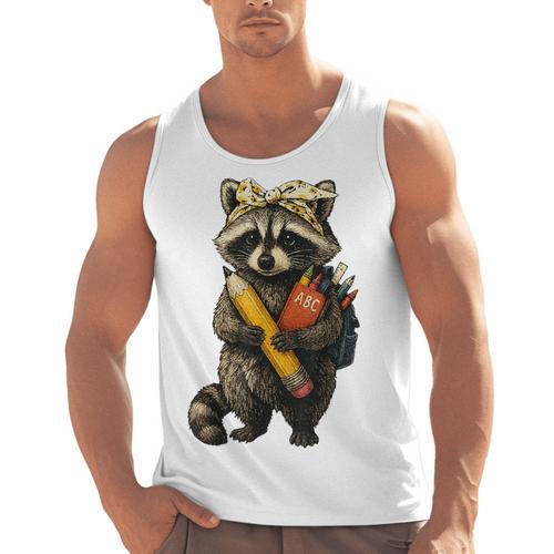 Back To School Raccoon Teachers Student Kids Men Tank Top - teacherstshirts.com