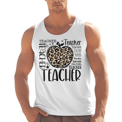 Back To School Teacher Life Apple Leopard Teacher Women Men Tank Top - teacherstshirts.com