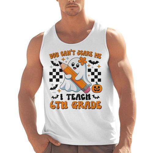 You Can't Scare Me I Teach 6th Grade Retro Teacher Halloween Men Tank Top - teacherstshirts.com