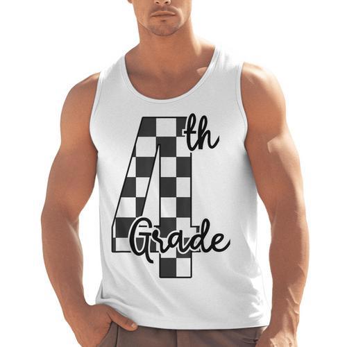 Checkered Fourth Grade Back To School Teachers Students Men Tank Top - teacherstshirts.com DE