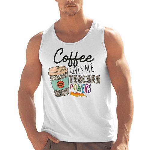 Coffee Gives Me Teacher Power Teacher Elementary Women Men Tank Top - teacherstshirts.com UK