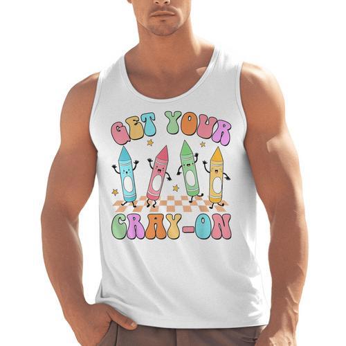Get Your Cray-On Preschool Teacher Kindergarten Teacher Men Tank Top - teacherstshirts.com AU