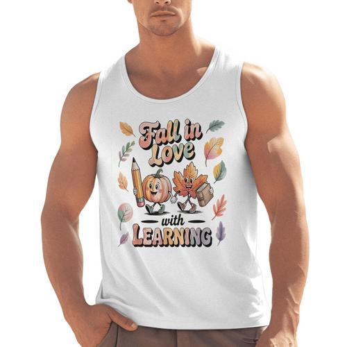 Fall In Love With Learning Teacher Autumn School Men Tank Top - teacherstshirts.com UK
