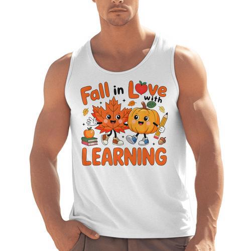 Fall In Love With Learning Thanksgiving Teacher Student Kids Men Tank Top - teacherstshirts.com DE