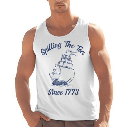 Fun 4th Of July Spilling The Tea Since 1773 History Teacher Men Tank Top - teacherstshirts.com UK