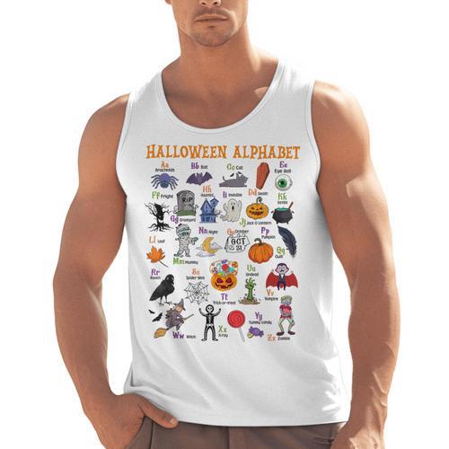 Halloween Alphabet ABCs Learning Kindergarten Teacher Men Tank Top - teacherstshirts.com UK