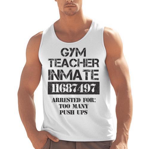 Halloween Gym Teacher Prisoner Costume Men Tank Top - teacherstshirts.com
