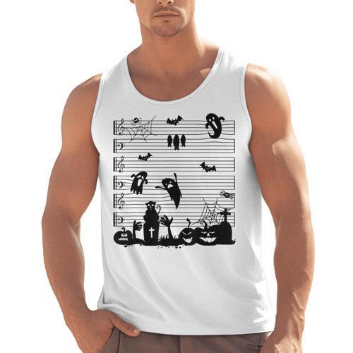 Halloween Music Note Clefs Spooky Ghost For Music Teacher Men Tank Top - teacherstshirts.com