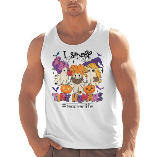 Halloween Teacher Smell a Tiny Human Ghost Spooky Season Men Tank Top - teacherstshirts.com AU
