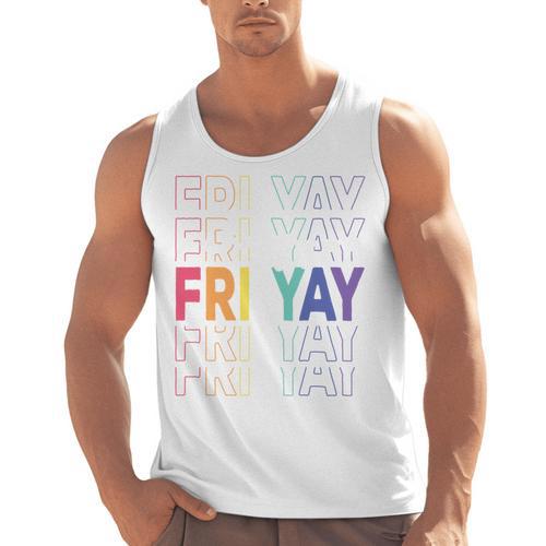 Happy Fri Yay Teacher Friday Saying Men Tank Top - teacherstshirts.com