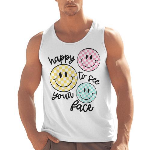 Happy To See Your Face Smile Face Teacher Back To School Men Tank Top - teacherstshirts.com UK