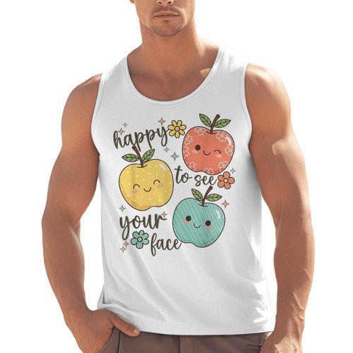 Happy To See Your Face Teacher Apple Men Tank Top - teacherstshirts.com AU