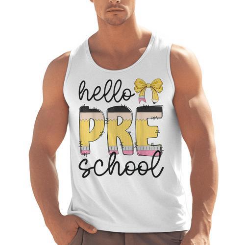 Hello Pre-K Preschool Back To School First Day Teacher Kids Men Tank Top - teacherstshirts.com AU