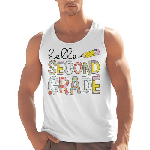 Hello Second Grade Team 2nd Grade Back To School Teacher Kid Men Tank Top - teacherstshirts.com