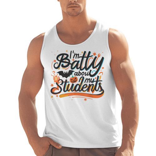 I'm Batty About My Students Watercolor Bat Teacher Halloween Men Tank Top - teacherstshirts.com