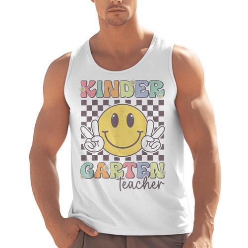 Kindergarten Teacher Team Hippie Smile Face Back To School Men Tank Top - teacherstshirts.com