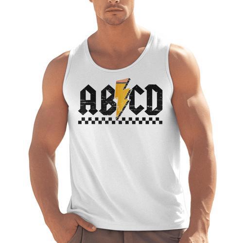 Lightning Pencil Rock'n Roll ABCD Teacher Back To School Kid Men Tank Top - teacherstshirts.com