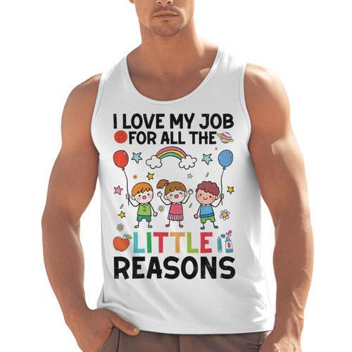 Love Job For Little Reasons Daycare Teacher Graphic Men Tank Top - teacherstshirts.com UK