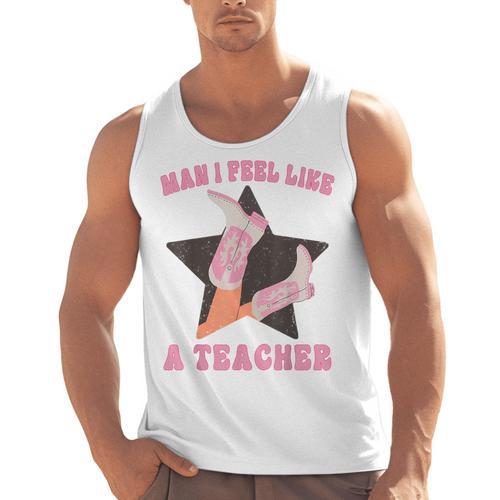 Man I Feel Like A Teacher Retro Western Country Cowgirl Men Tank Top - teacherstshirts.com AU