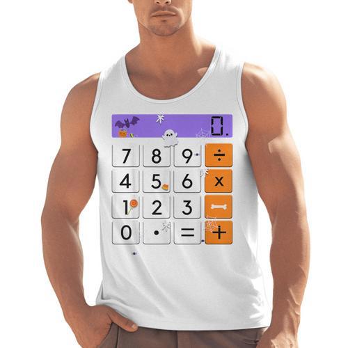 Math Teacher Halloween Costume Calculator Math Pun Men Tank Top - teacherstshirts.com UK