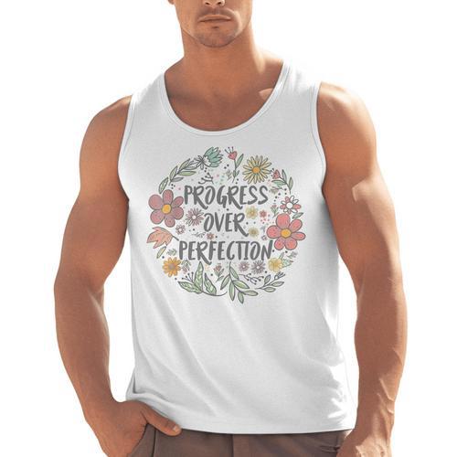 Motivational Progress Over Perfection Back To School Teacher Men Tank Top - teacherstshirts.com AU