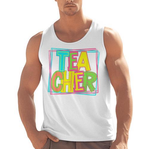 Neon Retro Teacher Cute Teacher Team New Teacher Back To Sch Men Tank Top - teacherstshirts.com CA