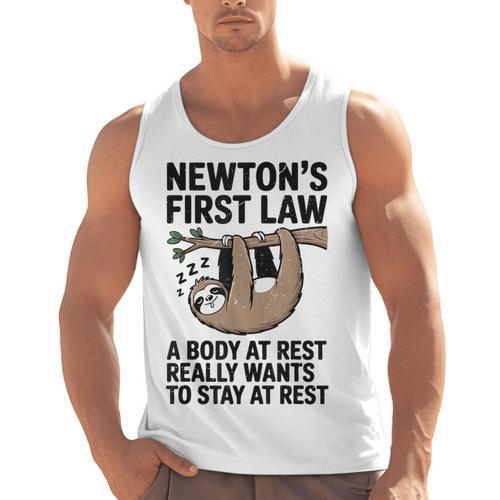 Newtons First Law Physics Jokes Science Teacher Men Tank Top - teacherstshirts.com UK