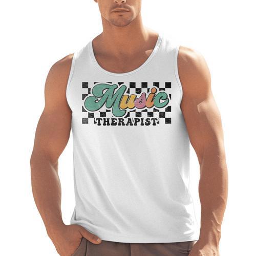 Retro Checkered Music Therapist Squad Music Therapy Teacher For Men Women Men Tank Top - teacherstshirts.com DE